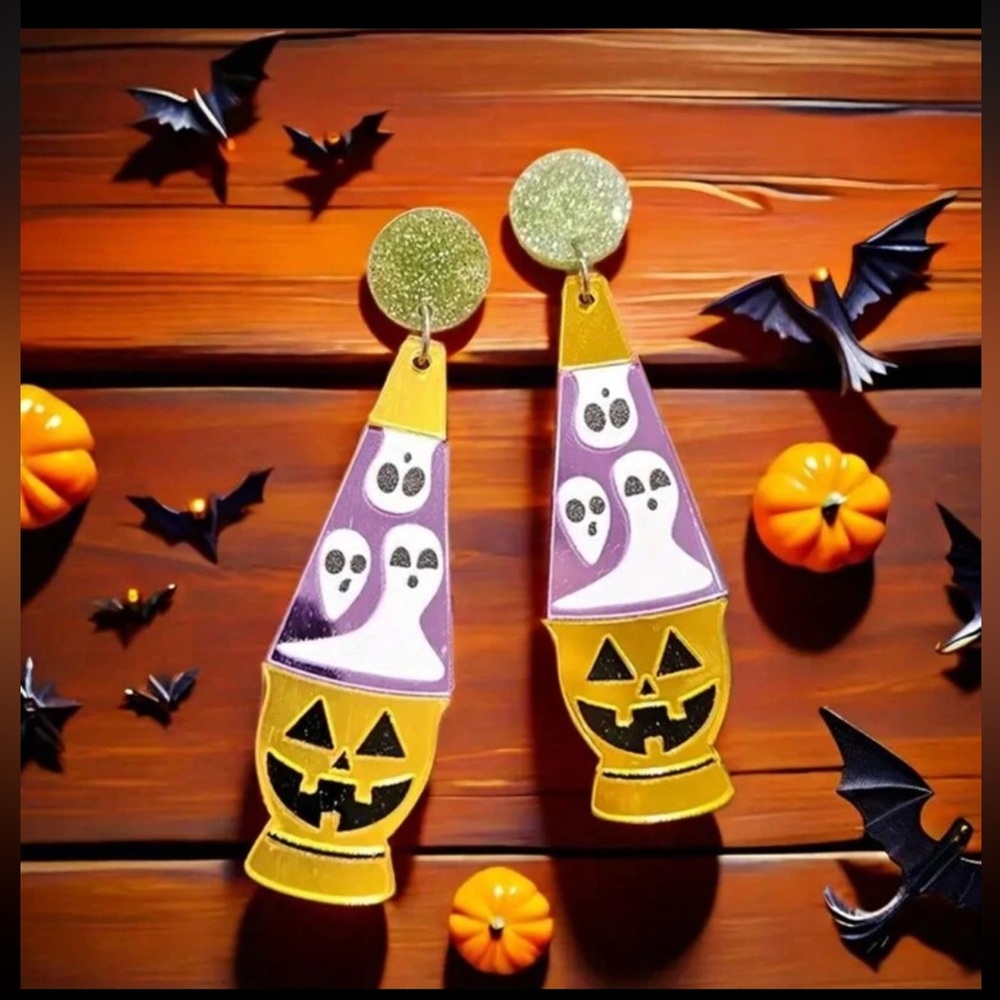 Halloween Ghost Lava Lamp Earrings